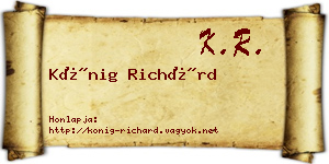 Kőnig Richárd névjegykártya